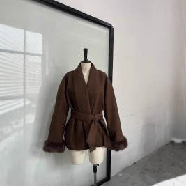 Double sided coat mid length warm jacket