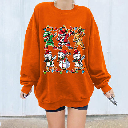 New ladies' hoodie with Christmas lights Santa Claus print shoulder down design