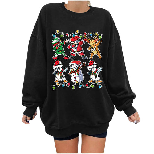 New ladies' hoodie with Christmas lights Santa Claus print shoulder down design
