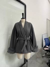 Double sided coat mid length warm jacket