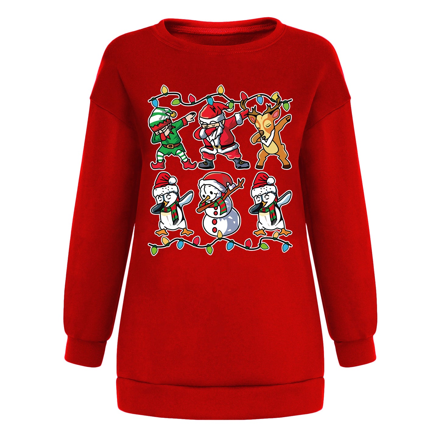 New ladies' hoodie with Christmas lights Santa Claus print shoulder down design