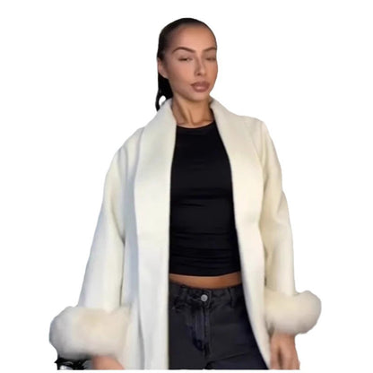 Double sided coat mid length warm jacket